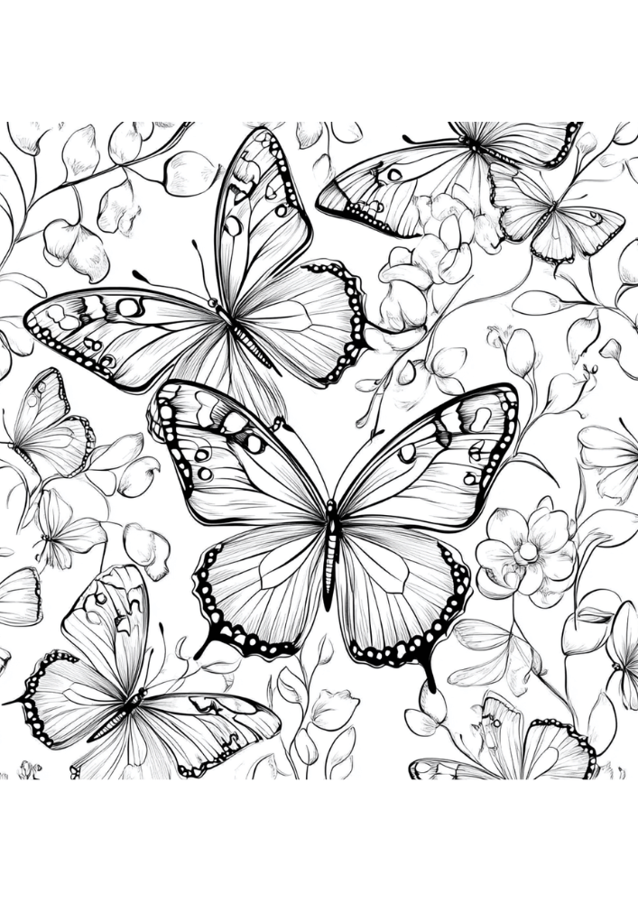 Schmetterling mit floralen Mustern