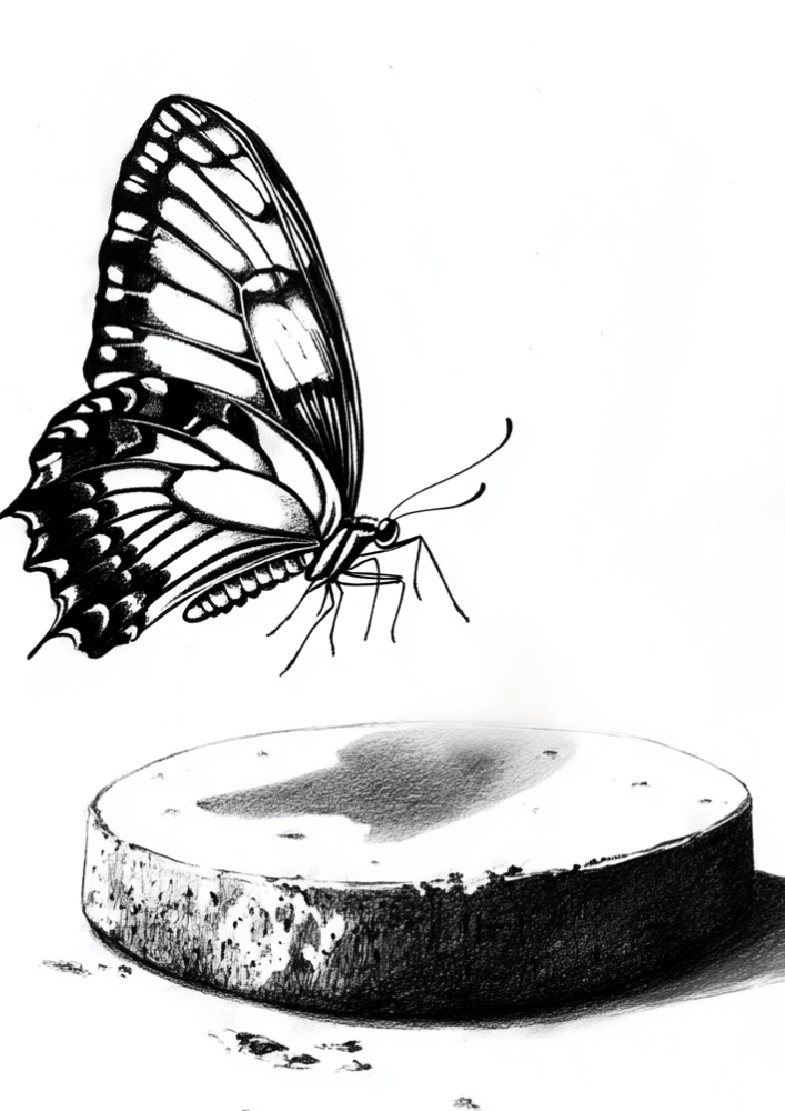 Fliegender Schmetterling im Wind