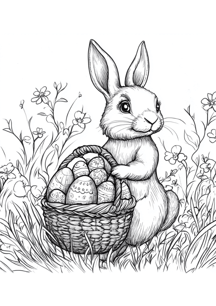 Hase mit Ostereiern